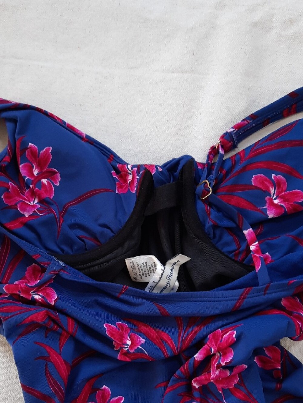 Tommy Bahama Navy Blue Floral Twist-Front Swim Tankini Top - Picture 7 of 8